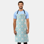 Tablier Tabardier Imprimé Partout Teal & Or Arabesque Chef (Porté)