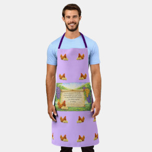 Tablier Tabardier Lavande avec Poules & Verset Biblique