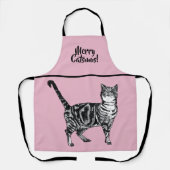 Tablier Tabby Cat Merry Catsmus Pink Christmas Stocking (Recto)