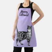 Tablier Tabby Cat Merry Christmas Purple lavender Stocking (Insitu)