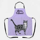 Tablier Tabby Cat Merry Christmas Purple lavender Stocking (Recto)