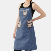 Tablier Tabby Gris Super Doux Chat Tout-En-Dessus Imprimé  (Insitu)