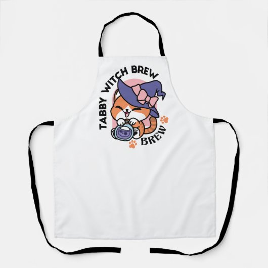 Tablier Tabby Witch Brew – Joli design de chat d'Halloween (Recto)