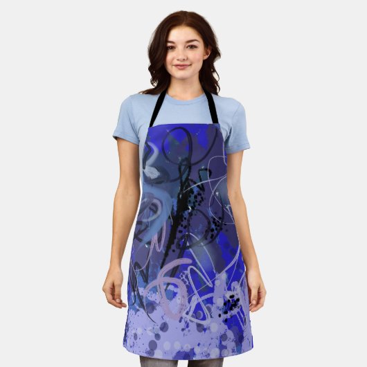 Tablier Tableau abstrait bleu (Porté)