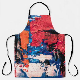 Tablier Tableau bleu, orange, rouge et noir