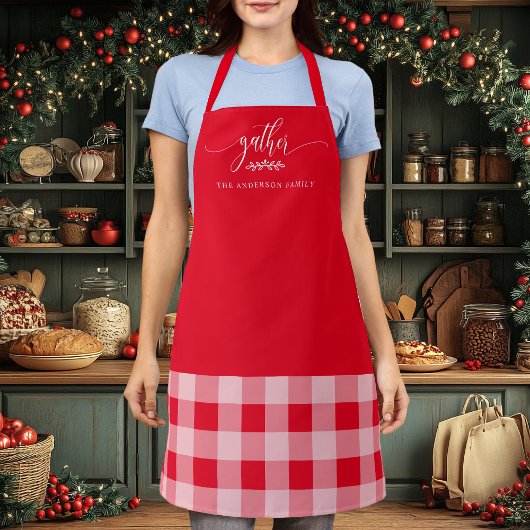 Tablier Tablée de Thanksgiving Plaid Rouge et Blanc