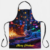 Tablier Tablette de Noël chat endormi décoration chaleureu (Recto)