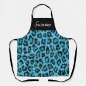 Tablier Taches de léopard bleu turquoise en fourrure monog (Recto)
