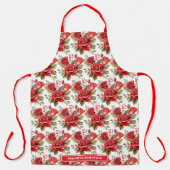 Tablier Taille Grosse Roses Rouges Élégante Florale (Recto)