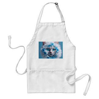 Tablier taille régulière blanc avec beau chat blan