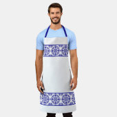 Tablier Talavera trois bleu et blanc (Porté)