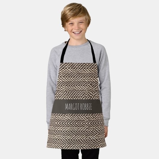 Tablier Tapis en tissu brun pâle Motif géométrique (Porté)