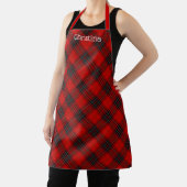 Tablier Tartan à carreaux rouge rustique noir vert avec no (Insitu)