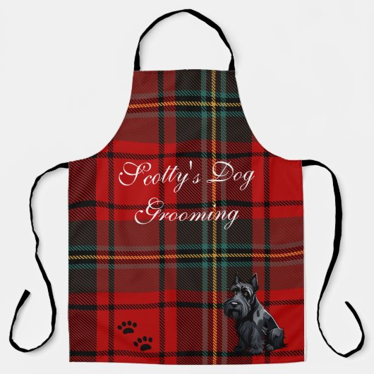 Tablier Tartan écossais Terrier (Scotty). Modifiable (Recto)