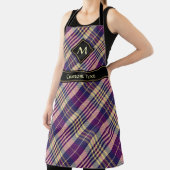Tablier Tartan mauve, or et bleu (Insitu)