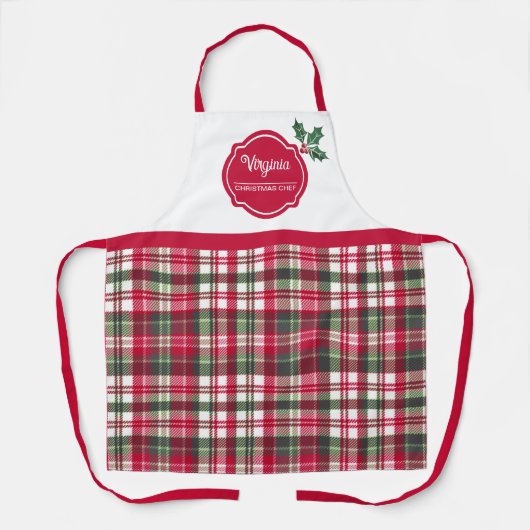 Tablier Tartan motif et chef saint Noël Apron (Recto)