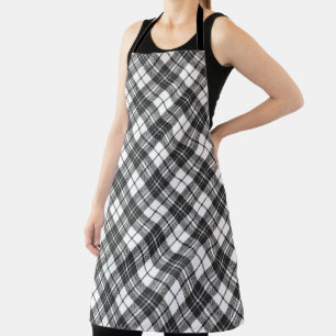 Tablier Tartan motif vacances Noël noir blanc
