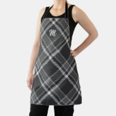 Tablier Tartan noir et gris avec monogramme (Insitu)