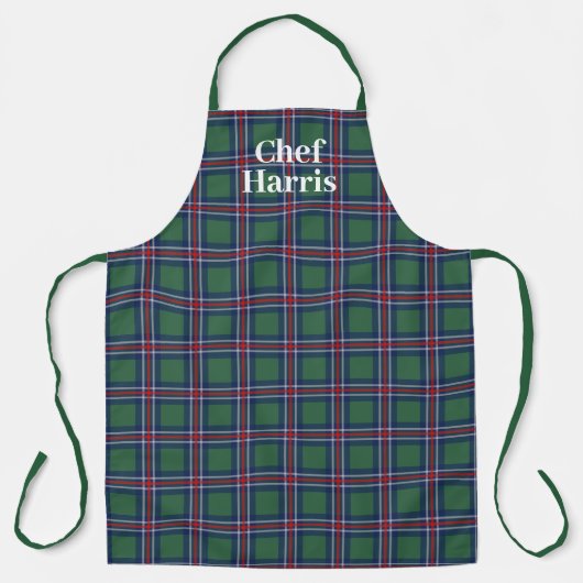 Tablier Tartan pattern kitchen apron for men and women (Recto)