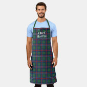 Tablier Tartan pattern kitchen apron for men and women (Porté)