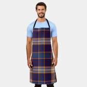 Tablier Tartan plaid, texture marine colorée. (Porté)