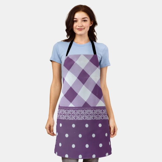 Tablier Tartan pourpre Posh Plaid (Porté)
