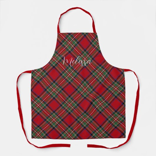 Tablier Tartan Rustique Rouge et Vert Stewart (Recto)