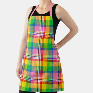 Tablier Tartan vert rose