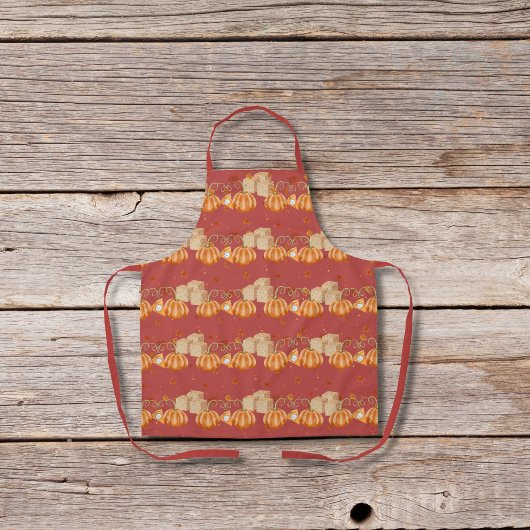 Tablier Tartes citrouilles et cubes de sucre brun rouge