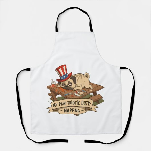 Tablier Tartine Pug endormi (Recto)