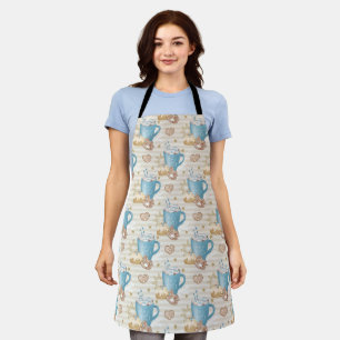 Tablier Tasse bleue et motif de cookie au gingembre