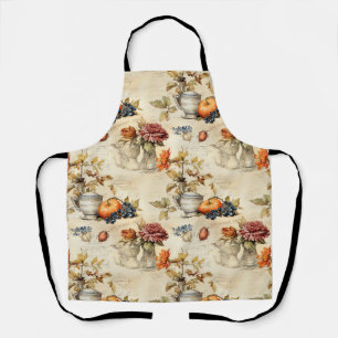 Tablier Tasses de thé à la citrouille Cottagecore Floral d