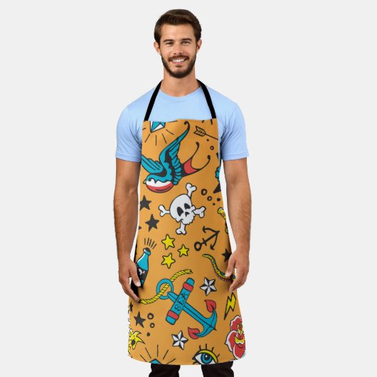 Tablier Tatouage de l'ancienne école : mignon sans couture (Porté)