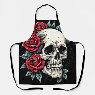Tablier Tatouage Rose du crâne