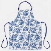 Tablier Tea Chinoiserie French Toile Du Jouy Motif (Recto)