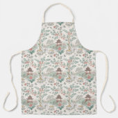Tablier Tea Chinoiserie French Toile Du Jouy Motif Apron (Recto)