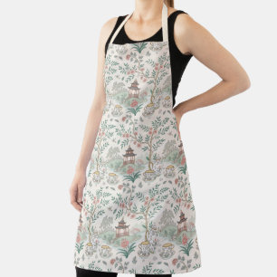 Tablier Tea Chinoiserie French Toile Du Jouy Motif Apron