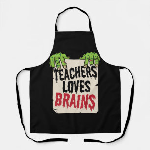 Tablier Teacher Loves Brains Funny Halloween Teacher Shir