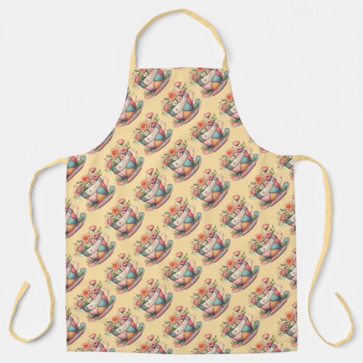 Tablier Teacup Patchwork avec Fleurs Whimsical (Recto)