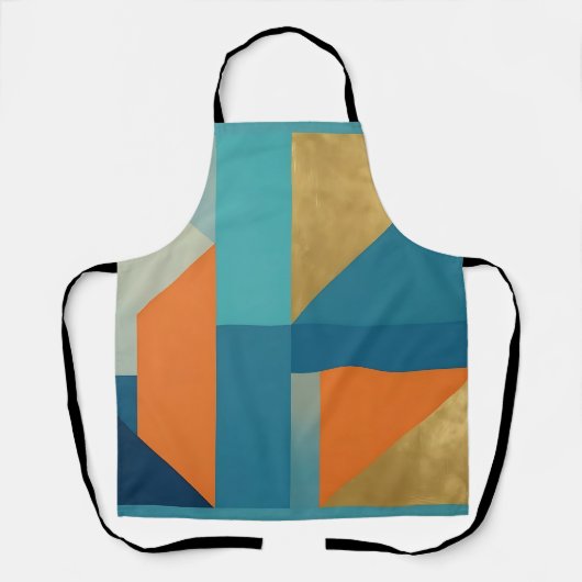 Tablier Teal Orange Or Géométrique Abstrait (Recto)