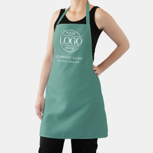 Tablier Teal Personalized Apron with Logo Custom Uniform (Insitu)