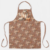 Tablier Teapot citrouille avec fleurs d'automne (Recto)