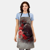 Tablier Técherie | Lune de croissant avec des roses rouges (Porté)