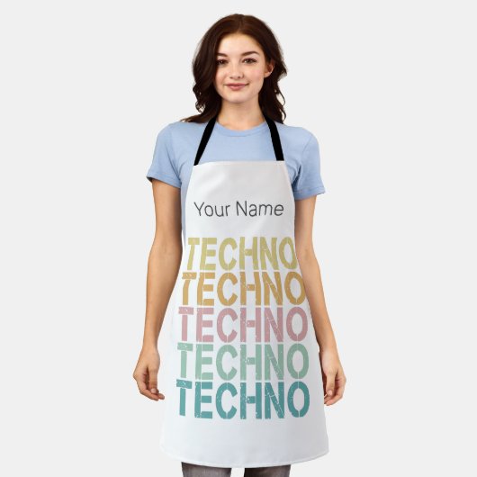 Tablier Techno House Retro Letting Electro Vintage Rave (Porté)