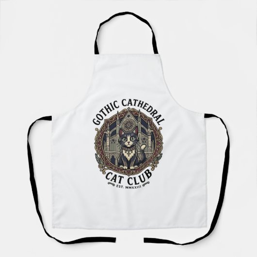 Tablier Tee shirt graphique de chat de cathédrale gothique (Recto)