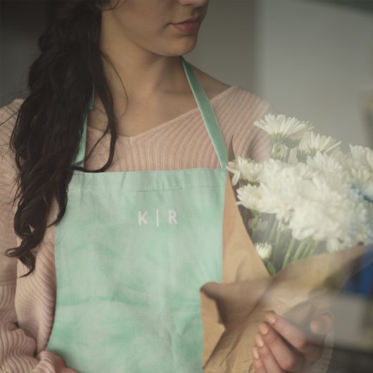 Tablier Teint | Pastel Mint Green Monogram Apron