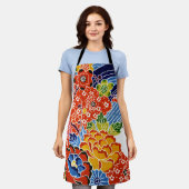 Tablier Teinture d'okinawaïen japonaise (Bingata) (Porté)