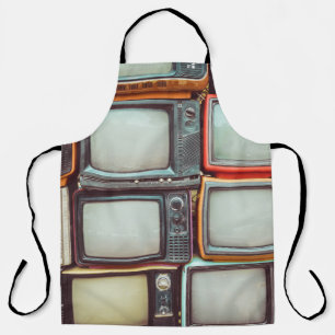 Tablier Télévision rétro colorée pile, vintage.