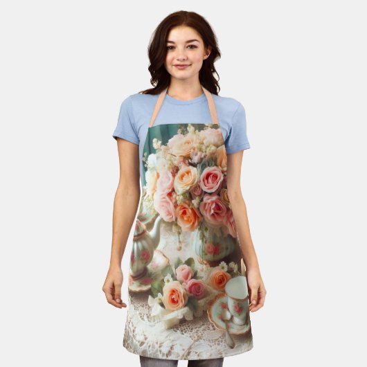 Tablier Temps de thé rose Vintage (Porté)
