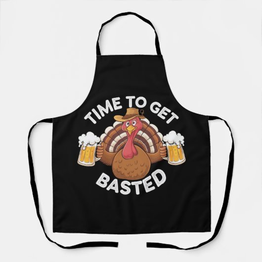 Tablier Temps To Get Basted Funny Beer Thanksgiving Turkey (Recto)